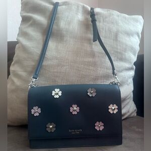 Kate Spade Navy Blue Crossbody Bag with Floral Accents